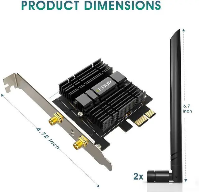 Alt view image 7 of 7 - WRIARICH WiFi 6 Card AX 3000Mbps PCIe Network Card AX200 802.11AX 2.4Ghz/5.8Ghz with Bluetooth 5.0 & Heat Sink Wireless PCI Express Wi-Fi Adapters Dual Band Antenna for Windows 10 64-bit
