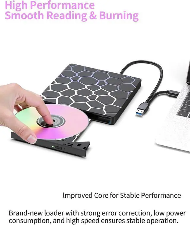 Alt view image 7 of 7 - External CD DVD Drive for Laptop, 8 in 1 USB 3.0 Type-C Disc Reader Writer Burner Player with 4 USB & SD TF Port, Slim Portable CD DVD +/-RW Optical Drive for PC Laptop Desktop Windows Linux MacOS