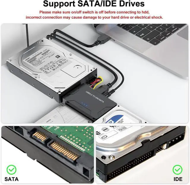 Alt view image 2 of 7 - Hard Drive Reader IDE SATA to USB 3.0 Adapter, USB + Type C External Hard Drive Data Ultra Recovery Converter Kit with Power for 2.5 3.5 HDD ssd Disk 5.25 Inch DVD/CD-ROM Optical Drive giyqxHw