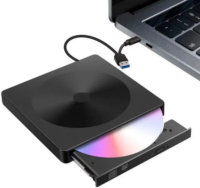 Main image of WRIARICH External CD DVD drive, USB 3.0 type C dual port slim CD RW / VCD RW burner and reader Low-noise, high-speed data transfer Super drive for MacBook, laptop, desktop, Win 7/8/10 / XP