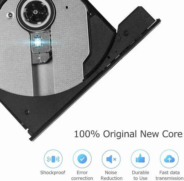 Alt view image 4 of 7 - WRIARICH External CD DVD drive, USB 3.0 type C dual port slim CD RW / VCD RW burner and reader Low-noise, high-speed data transfer Super drive for MacBook, laptop, desktop, Win 7/8/10 / XP