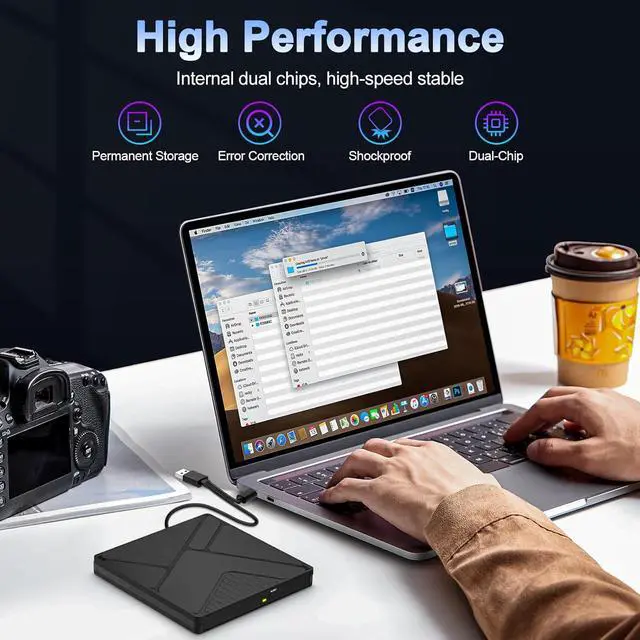 Alt view image 5 of 7 - External CD DVD Drive for Laptop, USB 3.0 &Type-C Portable Slim CD/DVD +/-RW Burner, DVD/CD ROM Rewriter Low Noise Optical External Disk Drive for Desktop PC Windows 11/10/8/7/XP/Vista/Linux, Mac