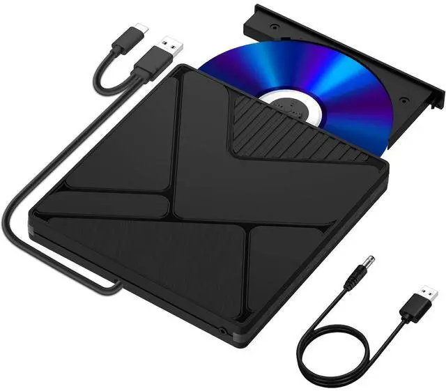 Main image of External CD DVD Drive for Laptop, USB 3.0 &Type-C Portable Slim CD/DVD +/-RW Burner, DVD/CD ROM Rewriter Low Noise Optical External Disk Drive for Desktop PC Windows 11/10/8/7/XP/Vista/Linux, Mac