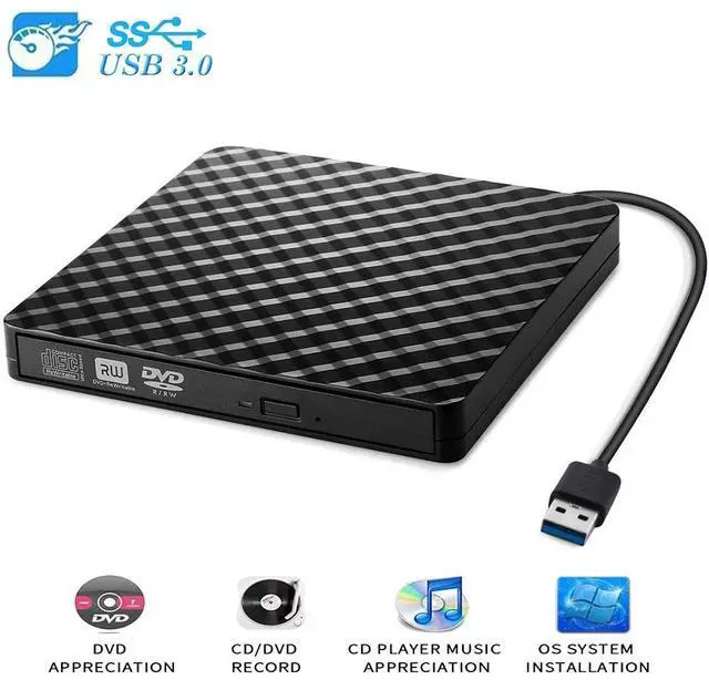 Main image of WRIARICH External CD DVD Drive Upgraded USB 3.0 Portable External DVD Drive CD/DVD +/-RW ROM Writer/Rewriter Burner/Player Reader for MacBook Apple OS Laptop/Desktops/Win 10/7/8.1/ Linux Chrome