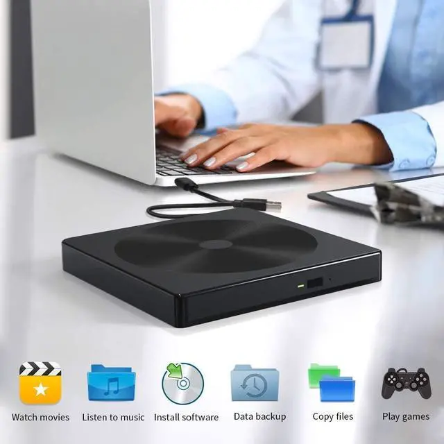 Alt view image 3 of 7 - WRIARICH USB C External CD DVD Drive, USB Type C Adapter to USB 3.0 Superdrive DVD CD+/-RW Burner Writer Optical Drive Compatible for Windows 10/8/ 7 Laptop/MacBook/Desktop PC of HP Dell LG Asus Acer