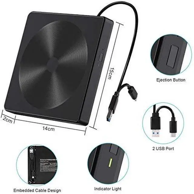 Alt view image 6 of 7 - WRIARICH USB C External CD DVD Drive, USB Type C Adapter to USB 3.0 Superdrive DVD CD+/-RW Burner Writer Optical Drive Compatible for Windows 10/8/ 7 Laptop/MacBook/Desktop PC of HP Dell LG Asus Acer
