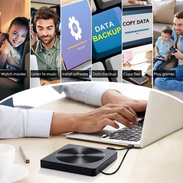 Alt view image 7 of 7 - WRIARICH USB C External CD DVD Drive, USB Type C Adapter to USB 3.0 Superdrive DVD CD+/-RW Burner Writer Optical Drive Compatible for Windows 10/8/ 7 Laptop/MacBook/Desktop PC of HP Dell LG Asus Acer