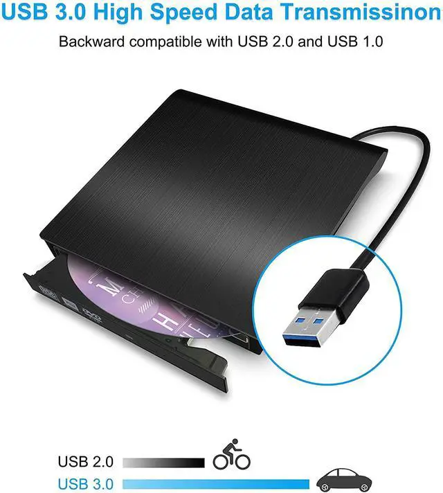 Alt view image 2 of 7 - WRIARICH External CD DVD Drive USB 3.0, Premium Portable DVD/CD ROM +/-RW Optical Drive Burner Writer Player for Windows 10/8/7, Linux, Mac OS Laptop Desktop, MacBook Pro/Air, iMac