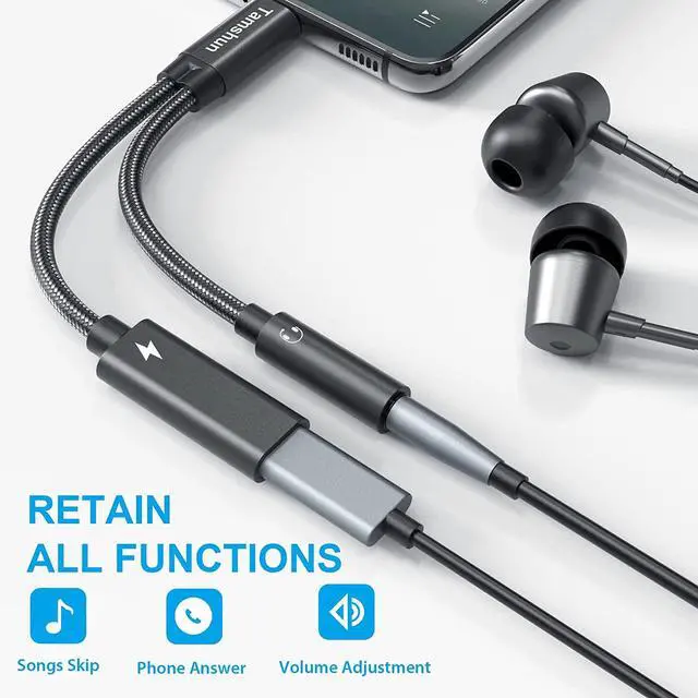 Alt view image 4 of 7 - USB C to 3.5mm Audio and Charger Adapter, Embedded Conexant Chip for Static-Free and HiFi Stereo Sound, 2 in 1 Car Aux Cord, PD 60W Fast Charging Cable, Compatible with Type C Phones, iPad, Tablets