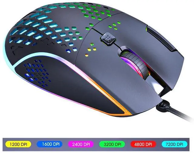 Main image of USB Wired Gaming Mouse, 7 Buttons Gaming Mice, RGB Backlight and 6 Adjustable DPI (1200/1600/2400/3200/4800/7200dpi), Ergonomic and Lightweight USB Computer Mouse with High Precision Sensor giyqxHw