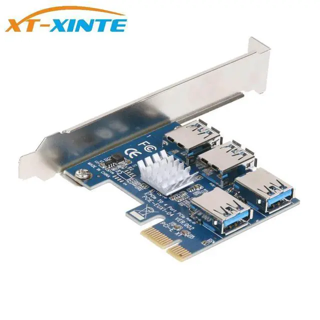 Alt view image 2 of 6 - WRIARICH PCIe 1 to 4 PCI express 16X slots Riser Card PCI-E 1X to External 4 PCI-e Slot Adapter PCIe Multiplier Card for Bitcoin Miner