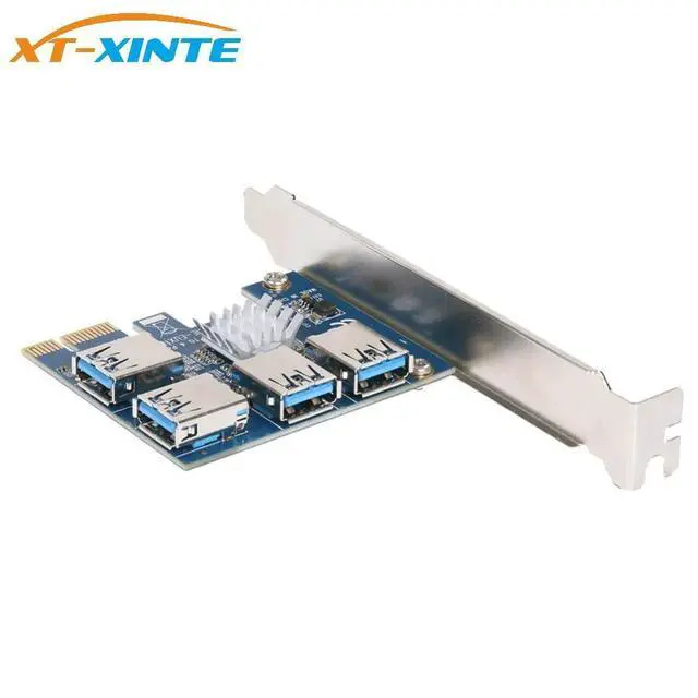 Alt view image 4 of 6 - WRIARICH PCIe 1 to 4 PCI express 16X slots Riser Card PCI-E 1X to External 4 PCI-e Slot Adapter PCIe Multiplier Card for Bitcoin Miner