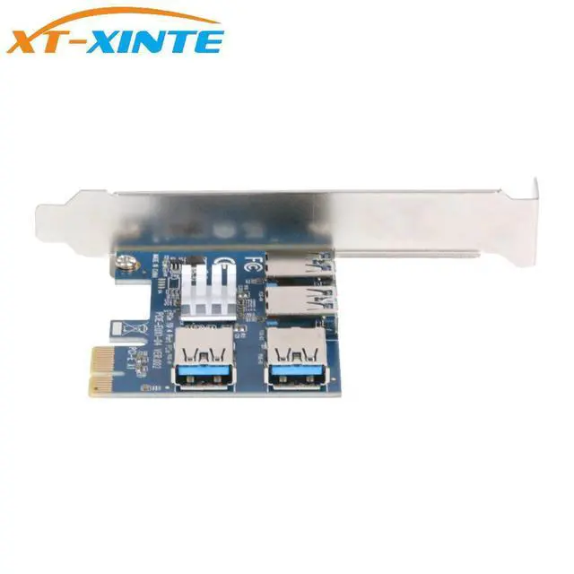 Alt view image 3 of 6 - WRIARICH PCIe 1 to 4 PCI express 16X slots Riser Card PCI-E 1X to External 4 PCI-e Slot Adapter PCIe Multiplier Card for Bitcoin Miner