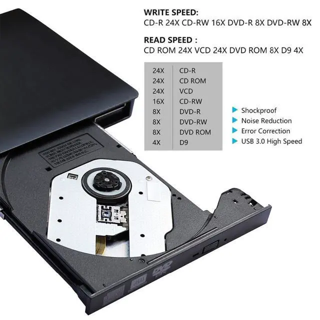 Alt view image 4 of 7 - WRIARICH External Optical CD Drive, USB 3.0 Portable CD/DVD +/-RW Slim DVD/CD ROM Rewriter Burner Reader Player For Laptop Desktop PC dvd burner dvd portatil Windows Linux OS Apple Mac