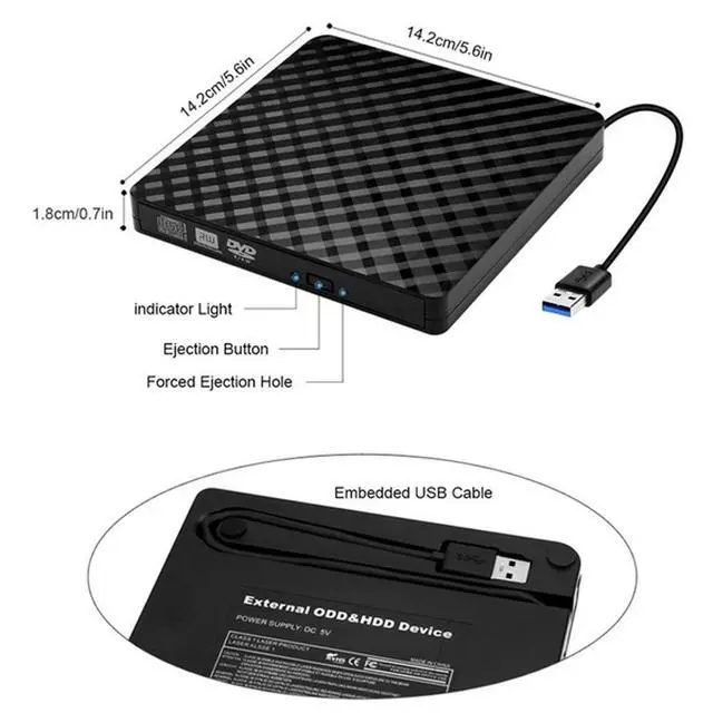 Alt view image 3 of 7 - WRIARICH External DVD Drive, USB 3.0 External DVD Drive Portable External Optical Drive CD DVD RW ROM Player