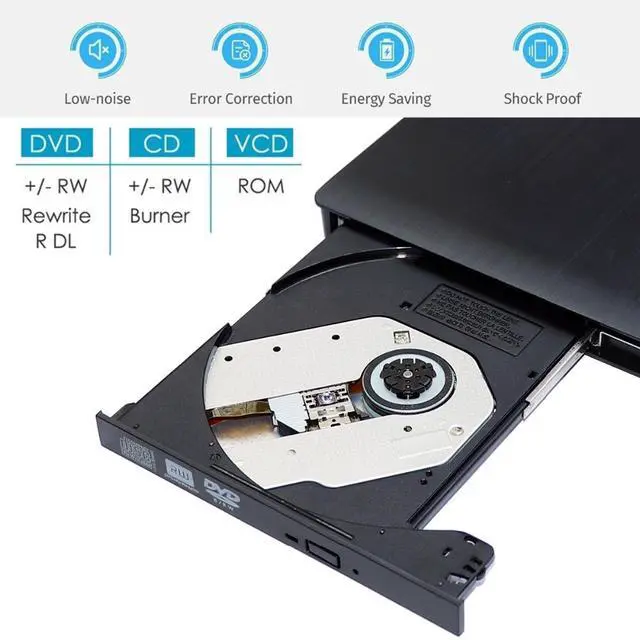 Alt view image 2 of 7 - WRIARICH External Optical CD Drive, USB 3.0 Portable CD/DVD +/-RW Slim DVD/CD ROM Rewriter Burner Reader Player For Laptop Desktop PC dvd burner dvd portatil Windows Linux OS Apple Mac