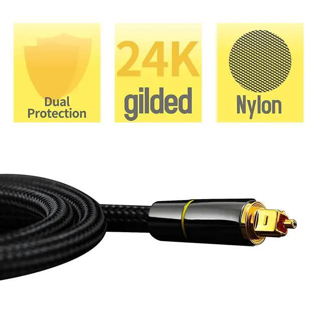 Alt view image 4 of 7 - WRIARICH Digital Optical Audio Cable 10ft/3M, Fiber Optic Toslink Audio Cable SPDIF Male to Male 24K Gold Plated for Sound Bar, Home Theater, TV, PS4, Xbox, Playstation & More giyqxHw