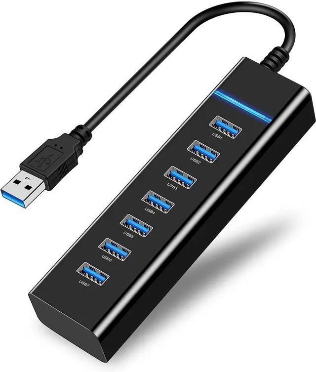 Main image of WRIARICH USB Hub 3.0, 7 Port USB 3.0 Hub LED Portable High-Speed Compatible for iMac Pro, MacBook Air, Mac Mini/Pro, Surface Pro, PC and Laptop