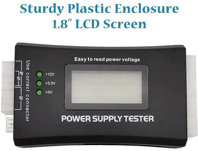Alt view image 3 of 7 - WRIARICH 20/24 Pin ATX Computer PC Power Supply Tester for ATX/BTX/ITX/SATA/PCI-E/HDD/BYI Connectors, 1.8'' LCD Screen (Sturdy Plastic Enclosure)