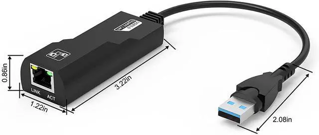 Alt view image 6 of 6 - Super Speed USB 3.0 to RJ45 10/100/1000Mbps Gigabit Ethernet Network Adapter for PC or Laptop Windows 10, 8, 7, XP, Vista, Mac OS, Linux (Black) (USB 3.0 to RJ45 Ethernet Adapter)