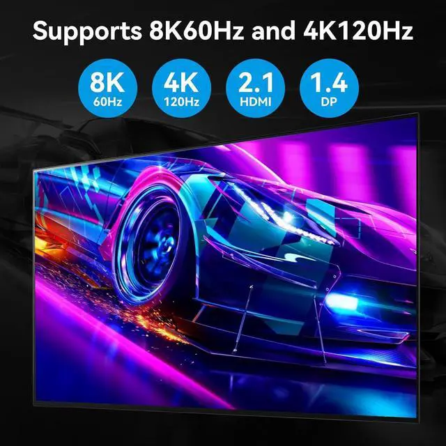 Alt view image 4 of 5 - 8K@60Hz HDMI+ 2 Displayport KVM Switch 3 Monitors 2 Computers, 4K@120Hz Triple Monitor USB 3.0 KVM Switches for 2 PCs Sharing 3 Monitors and 4 USB 3.0 Devices Supports Extended and Copy Mode
