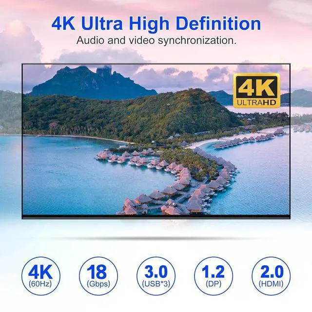 Alt view image 4 of 7 - WRIARICH 4K@60Hz Displayport + HDMI Dual Monitor KVM Switch for 4 Computers 2 Monitors, USB 3.0 KVM Switch, with Audio Microphone Output and 3 USB 3.0 Ports, HDMI+DP Monitor Switch for 4 PCs 2 Monitor