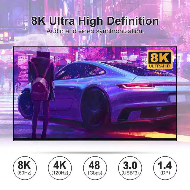 Alt view image 4 of 7 - WRIARICH 8K@60Hz Displayport USB 3.0 KVM Switch 2 Monitors for 4 Computers 8K@60Hz 4K@144Hz, DP1.4 Dual Monitor Displayport KVM Switches 4 Port with 4 USB 3.0 Ports, 8K DP Monitor Switch for 4 PCs