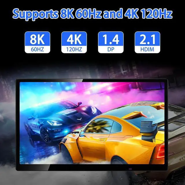 Alt view image 4 of 7 - 8K@60Hz KVM Switch 3 Monitors 2 Computers 4K@144Hz, 2 HDMI+Displayport Triple Monitor KVM Switch for 2 Computer Share 3 Monitor, Audio Mic Port & 3 USB3.0 Devices, Wired Remote&5V Power Adapter