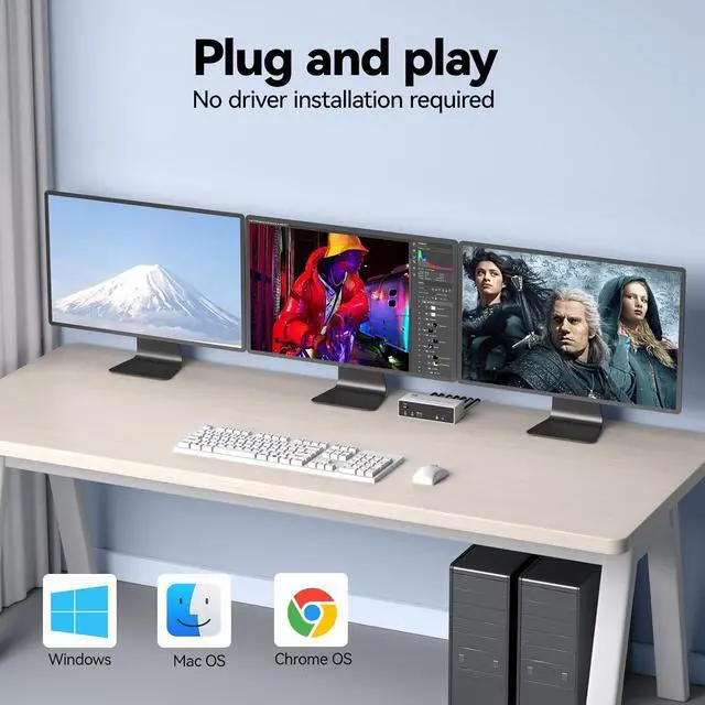 Alt view image 7 of 7 - WRIARICH HDMI + 2 Dispalyport KVM Switch 3 Monitors 2 Computers 8K@30Hz 4K@120Hz, HDMI Dispalyport Triple Monitor KVM Switches with 3 USB 3.0 Port for USB Devices, Support Extended/Mirror Mode