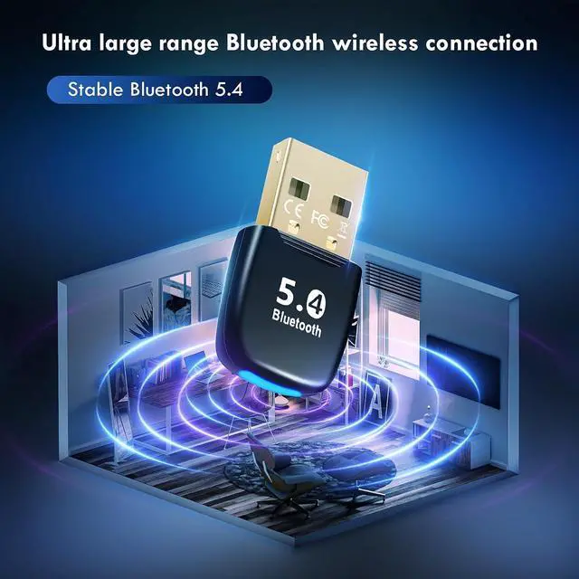 Alt view image 4 of 7 - WRIARICH USb Bluetooth 5.4 Adapter for PC, Bluetooth Dongle with Windows 8.1/10/11, Bluetooth 5.4 USB Adapter for Laptop/Keyboard/Mouse/Tablet/Headphones/Mobile Phone, Plug & Play, Connect 7 Devices