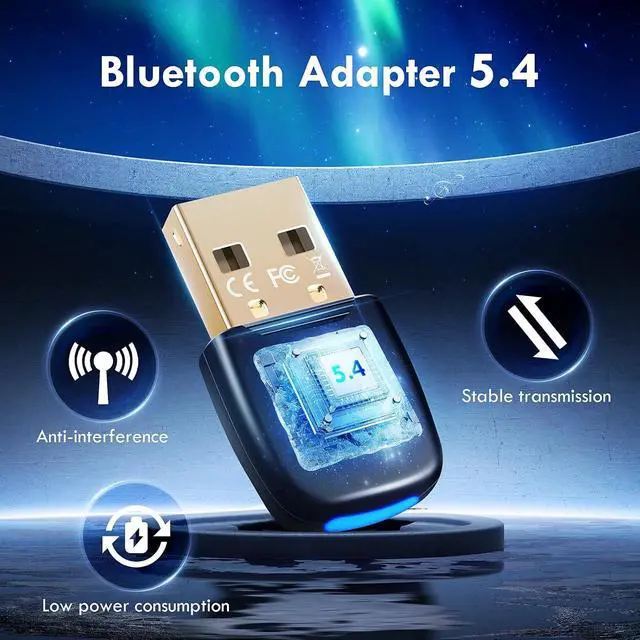 Alt view image 2 of 7 - WRIARICH USb Bluetooth 5.4 Adapter for PC, Bluetooth Dongle with Windows 8.1/10/11, Bluetooth 5.4 USB Adapter for Laptop/Keyboard/Mouse/Tablet/Headphones/Mobile Phone, Plug & Play, Connect 7 Devices