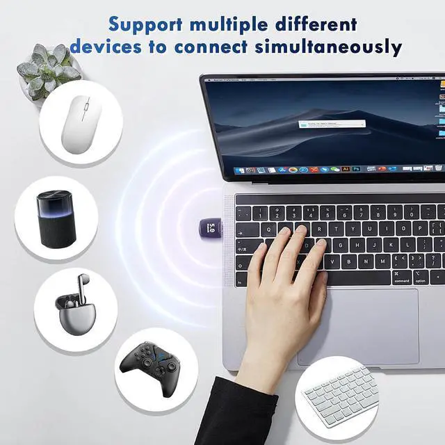 Alt view image 5 of 7 - WRIARICH USb Bluetooth 5.4 Adapter for PC, Bluetooth Dongle with Windows 8.1/10/11, Bluetooth 5.4 USB Adapter for Laptop/Keyboard/Mouse/Tablet/Headphones/Mobile Phone, Plug & Play, Connect 7 Devices