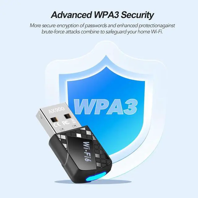 Alt view image 7 of 7 - AX900Mbps USB WiFi 6 Adapter for PC, 2-in-1 Bluetooth 5.4 Adapter & WiFi Adapter, 2.4G/5G Dual-Band Wireless Network Transceiver WiFi Adapter for Laptop, Desktop, WPA3, Supports Windows 11/10/7.