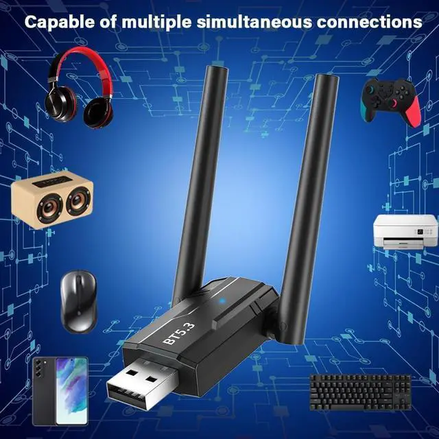 Alt view image 6 of 7 - 492FT/150M Ultra Long Range Bluetooth 5.3 Pro USB Adapter with Dual Antennas for PC Windows 11/10/8.1/7, Plug and Play for Windows 11/10, BT5.3+ EDR for PC,Laptop,Keyboard,Mouse,Headsets,Speakers