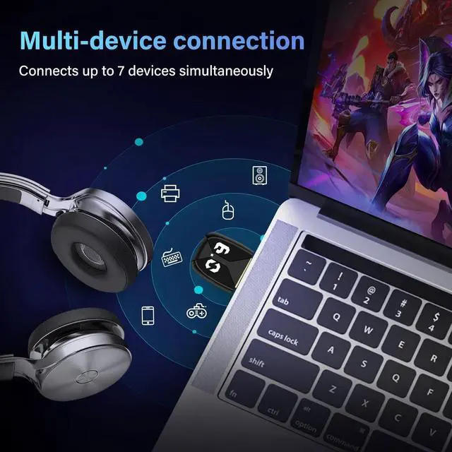 Alt view image 5 of 7 - WRIARICH USB Bluetooth 6.0 Adapter Dongle for PC, USB Bluetooth Wireless Adapter for Mouse, Keyboard, Headphones, Mobile Phone, Controller, Only for Windows 11/10/8.1, Plug & Play