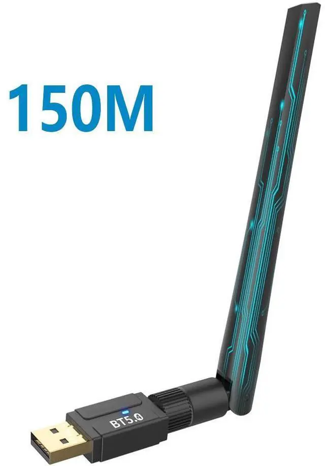 Main image of 150M Long Range Bluetooth 5.4 Adapter for PC, Wireless USB Bluetooth Dongle w/ 5dBi Antenna for Laptop Desktop Windows 11 10 8.1 7, Plug n Play Bluetooth Headphones Headset Speaker Mouse Keyboard
