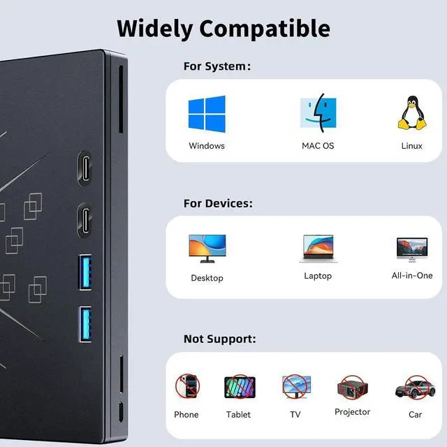 Alt view image 5 of 7 - 7 in 1 External Blu Ray Drive, Support 100G Disc R/W Portable Blu Ray Player with USB 3.0 Type-C, CD DVD Burner 3D Blu Ray with SD/TF Port, Blu Ray Burner Compatible with Windows Laptop Desktop