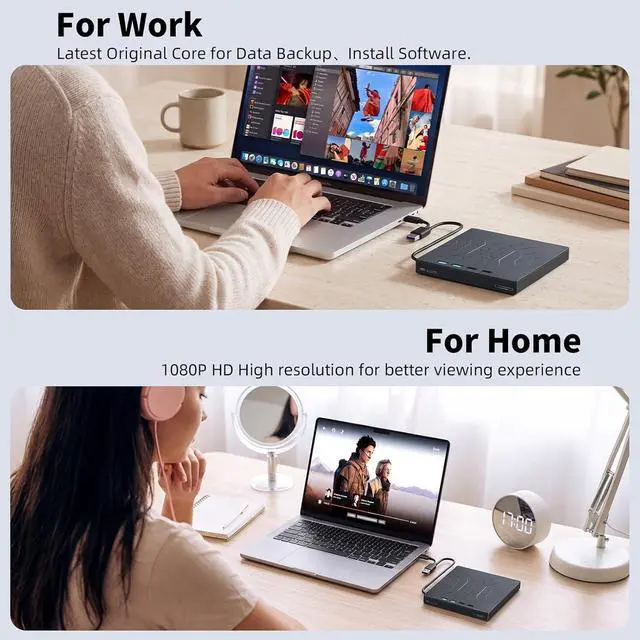 Alt view image 7 of 7 - 7 in 1 External Blu Ray Drive, Support 100G Disc R/W Portable Blu Ray Player with USB 3.0 Type-C, CD DVD Burner 3D Blu Ray with SD/TF Port, Blu Ray Burner Compatible with Windows Laptop Desktop