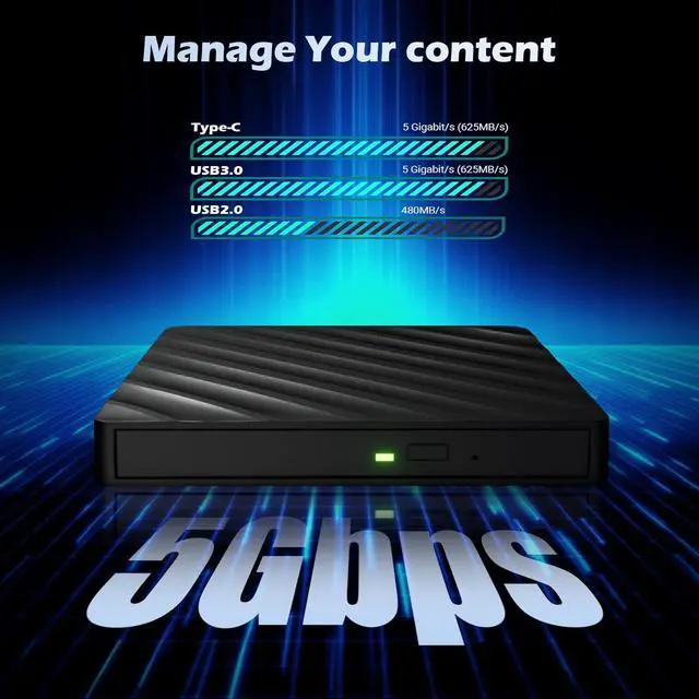Alt view image 3 of 7 - 5 in 1 External Bluray Drive, USB 3.0 Type-C Slim Optical External Blu-ray DVD Burner with SD/TF Card Reader 2 USB 3.0 Hubs Compatible with Windows XP/7/8/10 MacOS MacBook Laptop and Desktop PC