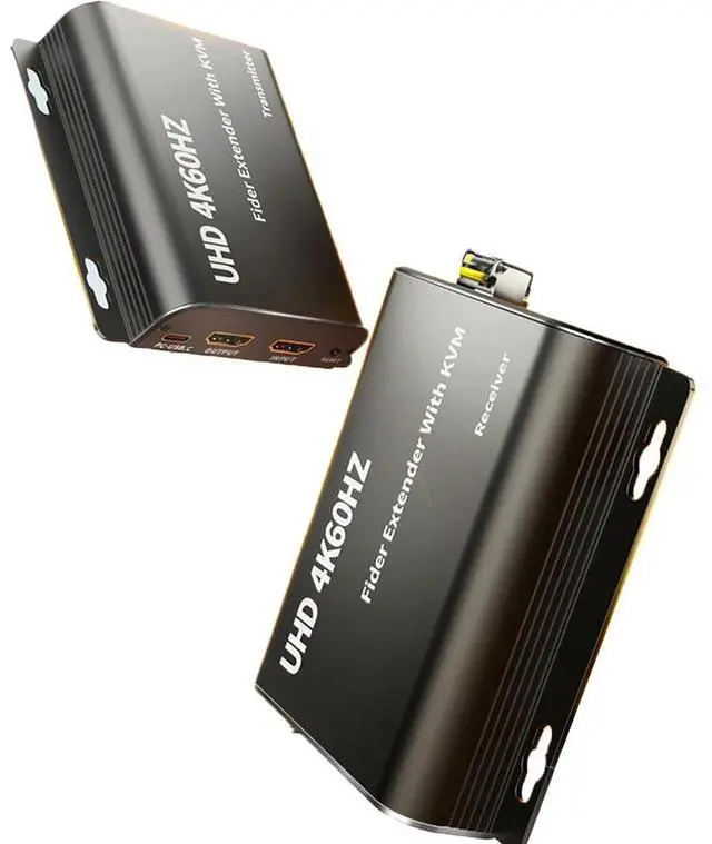 Main image of WRIARICH 4K HDMI KVM USB Extender with Loop Out Over LC Fiber Optic up to 20KM, KVM HDMI Fiber Optic Extender Zero Latency 4K@60hz HDMI Extender, HDMI Loop, IR Control, Mouse and Keyboard KVM