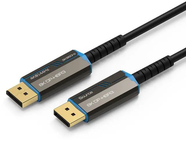 Main image of WRIARICH DisplayPort 1.4 Fiber Optic Cable - LUOM 330 feet | 32.4Gbps, 8K@30Hz, 5K@60Hz, 4K@120Hz, Fiber Optic, AOC - SlimRun AV Series