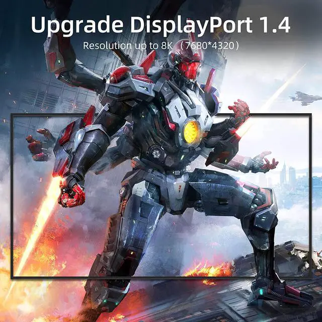 Alt view image 6 of 7 - WRIARICH 8K Fiber Optic DisplayPort Cable Light High Speed Support 32.4 Gbps 8K at 60Hz DP1.4 Slim and Flexible with Optic Technology (100M/330FT)
