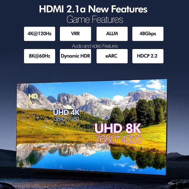 Alt view image 2 of 7 - WRIARICH 8K Fiber Optic HDMI Cable 160ft - Long HDMI 2.1 48Gbps High Speed HDMI Cord 4K@120Hz 8K@60Hz HDR, HDR10, HDCP 2.2, eARC 3D Compatible with Roku TV, HDTV and More