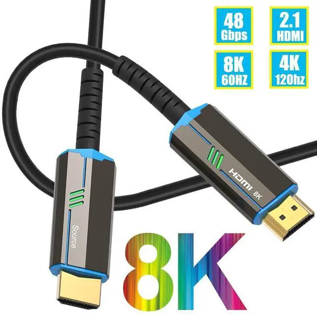 Main image of WRIARICH 8K Optical Fiber HDMI 2.1 Cable,Support 8K@60Hz 4K@120Hz Dynamic HDR 10, eARC, HDCP2.2, 4:4:4 7680x4320 Resolution, 48Gbps Bandwidth Optic Fiber HDMI 2.1 Cable for PS5/PS4/8K TV160FT