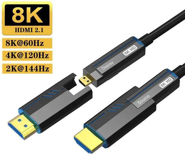 Main image of WRIARICH Fiber Optic HDMI Cable 164FT/50M, Long Detachable HDMI 2.1 Cable Support 48Gbps High Speed 8K@60Hz 4K@120Hz Dynamic HDR/eARC/HDCP 2.2&2.3/Dolby Atmos for Monitor,TV,Projector, Gaming Console
