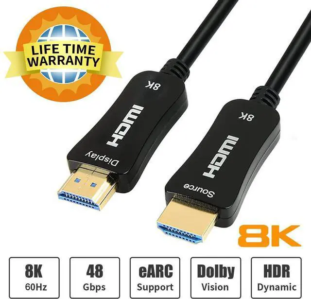 Main image of WRIARICH 8K Fiber Optic HDMI Cable 160ft, 48Gbps High-Speed HDMI 2.1 Cable 8K@60Hz 4K@120Hz Dynamic HDR/eARC/HDCP 2.3, Ultra HD Directional HDMI Cord Compatible with LG Samsung Sony TV /PS5/Blu-ray