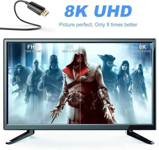 Alt view image 6 of 7 - WRIARICH 8K DisplayPort to DisplayPort Cable (DisplayPort 1.4 Cable) with 8K@60Hz 4K@144Hz Video Resolution and HDR Support - 50m 164ft