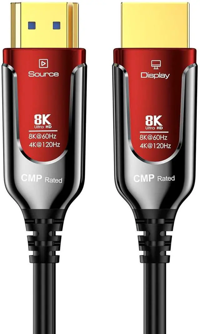 Main image of WRIARICH 164FT/50M Long HDMI2.1 Fiber Optic Cable (HDR10+, in-Wall Plenum-Rated, 48Gbps High Speed 8K 60Hz, HDCP2.3, eARC) - Compatible with Home Theatre, HDTV, Gaming Console, Streaming Devices, Red