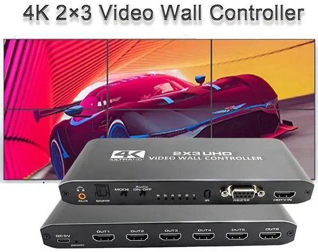 Main image of 1 in 6 Out HDMI Video Wall Controller 2x3, 4K HDMI Video Image Processor,1 HDMI Input 6 HDMI Output, 14 Modes,1x1, 1x2, 1x3, 1x4, 1x5,1x6, 2x1, 2x2, 2x3, 3x1, 3x2, 4x1,5x1, 6x1, Support 180º Rotation