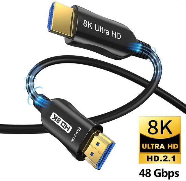 Main image of WRIARICH 164 Feet HDMI2.1 Fiber Optic Cable 8K 60Hz HDMI 2.1 High Speed 48Gbps Dynamic HDR10+ HDCP2.2/2.3 eARC, in Wall CL3 Rated - Black